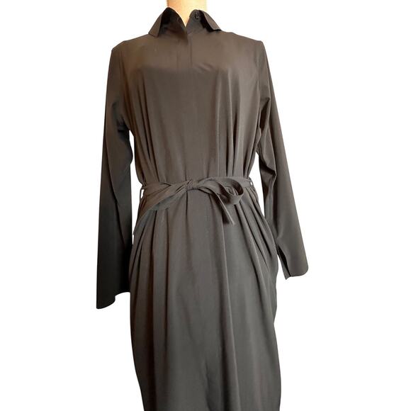 Athleta Urbanite Dress Sz M Black #846038 Travel Casual Comfort Work Momcore Tie - Picture 15 of 16